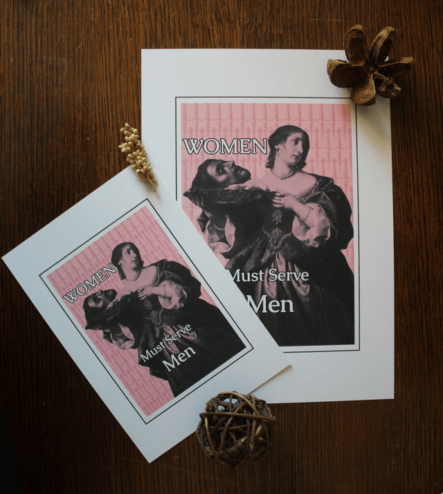 Card "Women Must Serve Men"