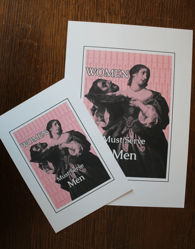 Card "Women Must Serve Men"